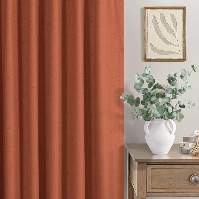 Terracotta Blackout Curtains for Living Room 2 Panel 84 Inches Long Back Tab - Image 6