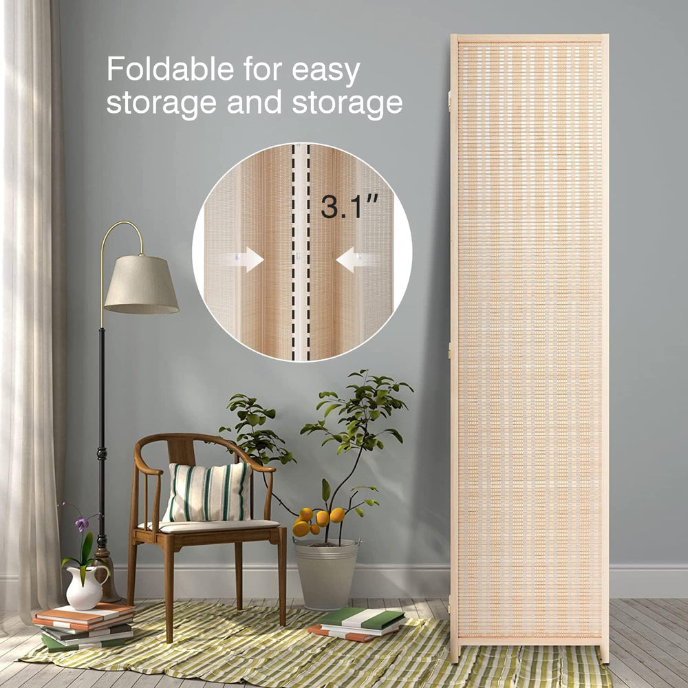 FDW 6-Panel Folding Room Divider | 6ft, Natural | Light & Portable