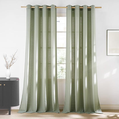 NICETOWN Thick Linen Greyish Green Curtains by NICETOWN
