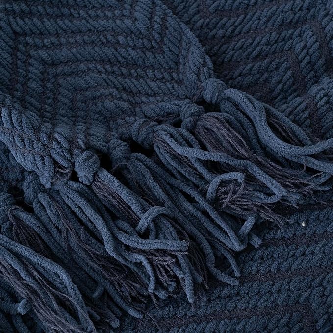 BATTILO HOME Navy Blue Throw Blanket - Image 7