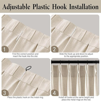 MIULEE Pinch Pleated Thick Linen Curtains 94 Inches 4 Panels Set Ivory Cream - Image 9