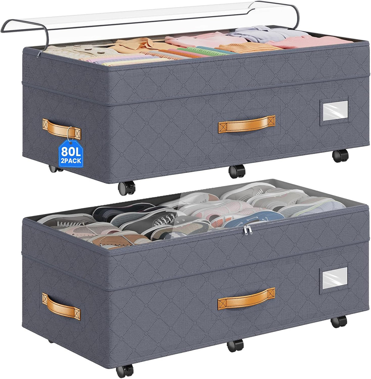 budding joy 80l 2 pack adjustable under bed, main product view