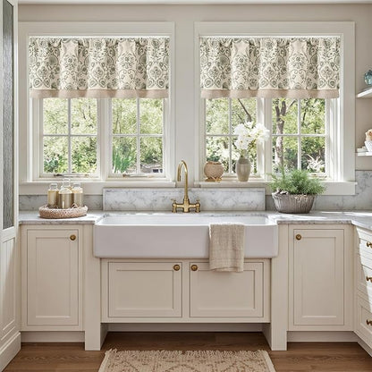jinchan Linen Valance Kitchen Curtain Pack of 2 Double Layer 16 Inch - Image 4