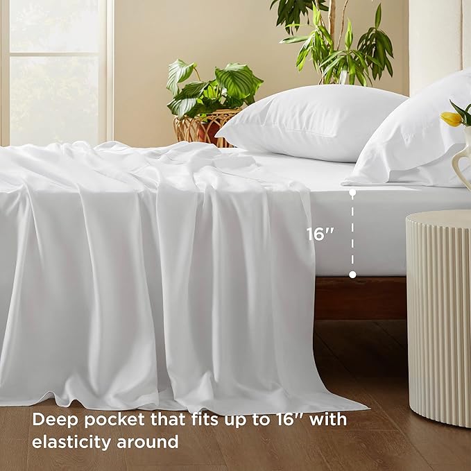 Bedsure Cooling Sheets Twin, Rayon Derived from Bamboo, Cooling Sheets - Image 3