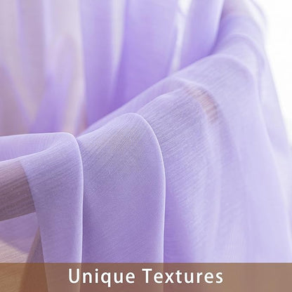 Purple Sheer Curtains 72 Inches Long, Privacy Semi Sheer Curtains - Image 4