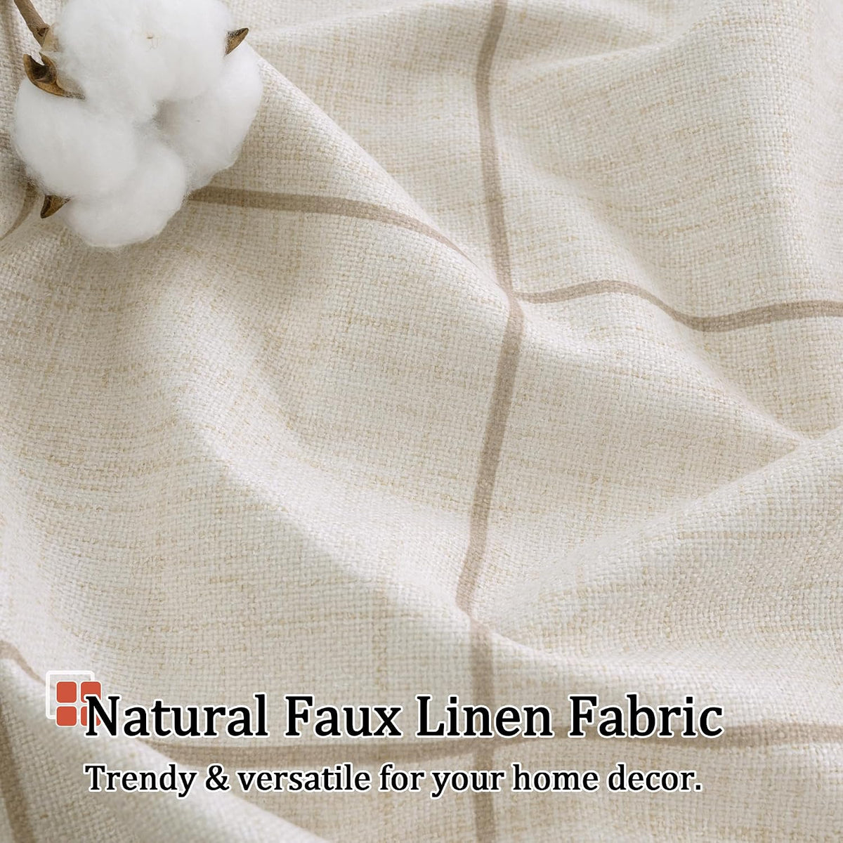 lajode linen blackout curtains - boho plaid 52x84 showing dimensions