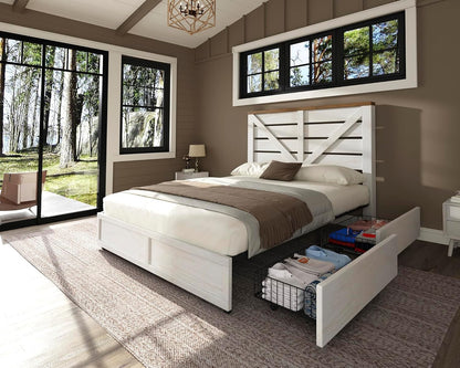 amerlife queen size farmhouse bed frame with 4, package contents
