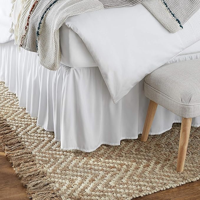 KRISHNA Ruffled Bed Skirt with Split Corners Queen, 100% Microfiber Hotel - Image 3