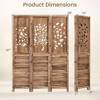 giantex 3 panel folding room divider with tree on a desk or shelf
