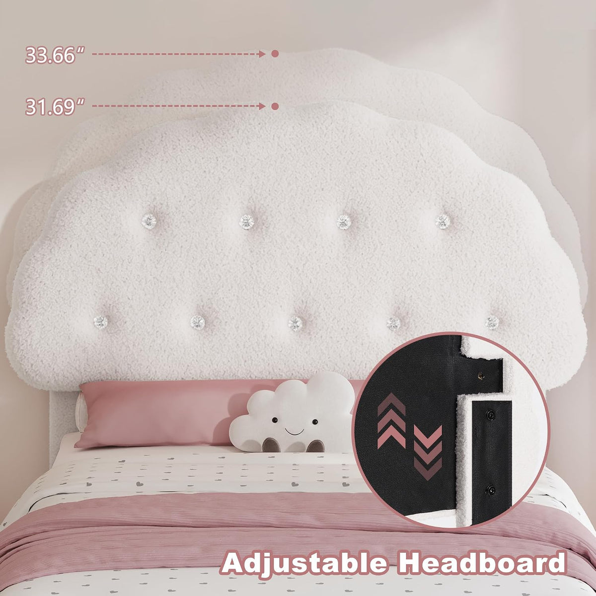 decofy twin bed frame with storage drawer, cloud showing dimensions
