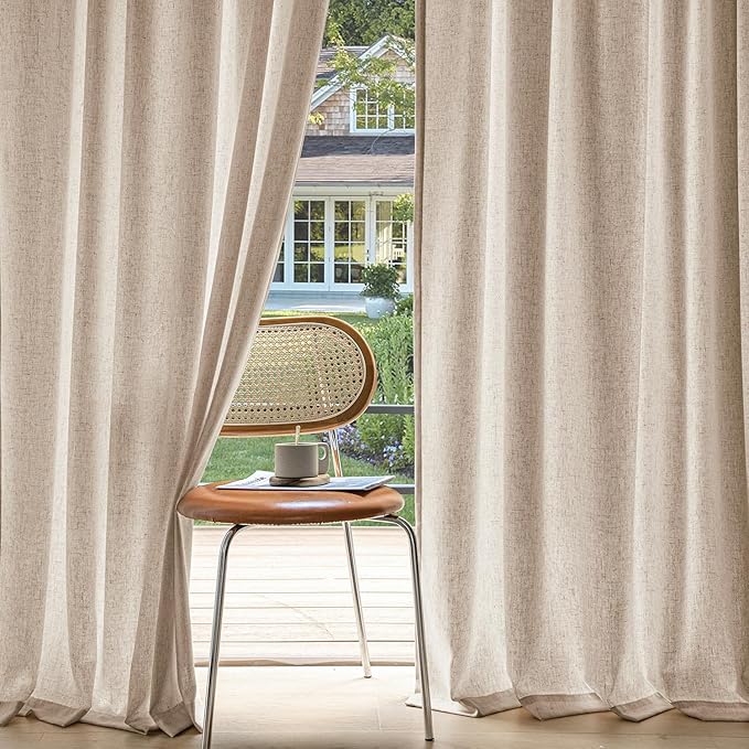 MIULEE Non-See-Through Privacy Linen Curtains 2 Panels, Light Filtering Window by MIULEE