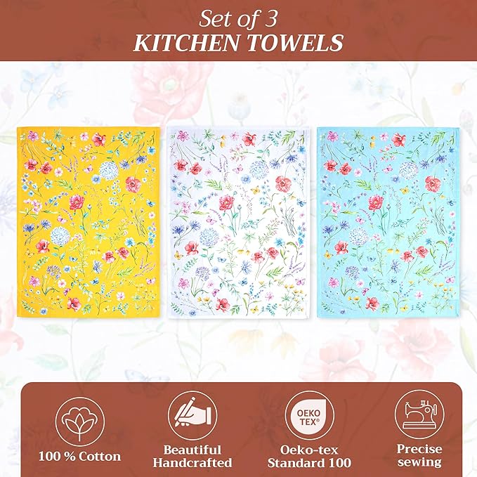 Maison d' Hermine Kitchen Towels Set of 3 100% Cotton 27.50" x 20" Reusable - Image 2