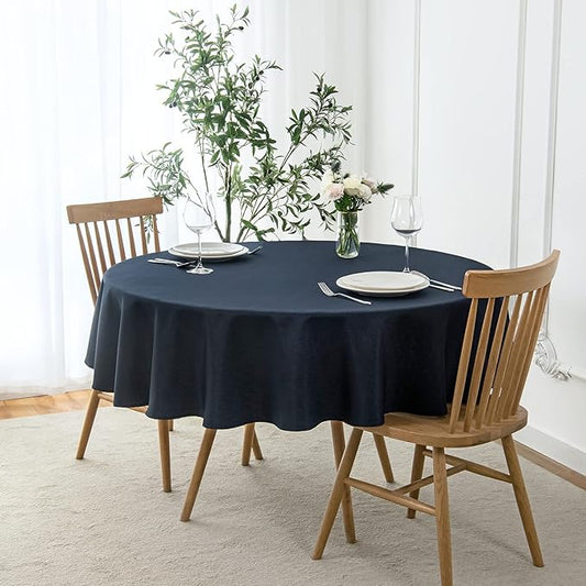maxmill Round Linen Looking Textured Tablecloth Spill-Proof Wrinkle Free Soft by maxmill