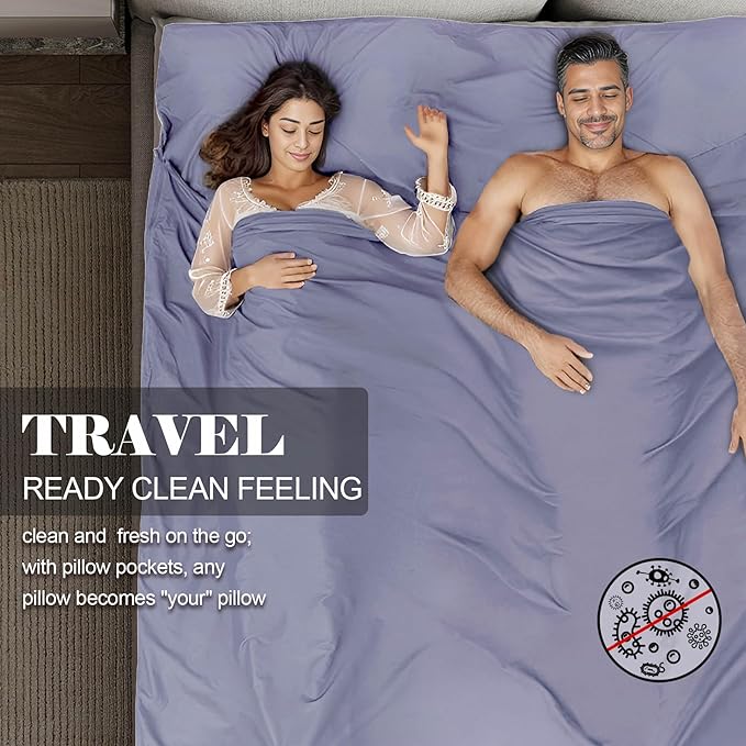Sleeping Bag Liner, Travel Sheet & Adult Sleep Sack, Camping Sheets Travel - Image 4