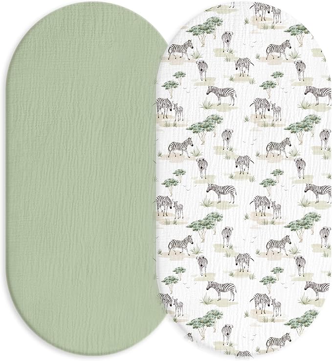 Muslin Bassinet Fitted Sheets, 2 Pack by LYRICHOMBABY