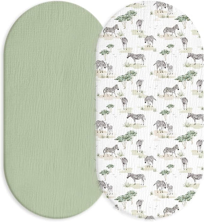Muslin Bassinet Fitted Sheets, 2 Pack by LYRICHOMBABY