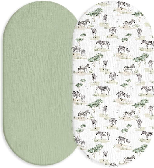 Muslin Bassinet Fitted Sheets, 2 Pack by LYRICHOMBABY