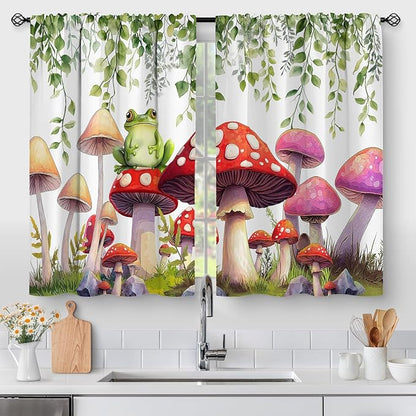 Aimego Mushroom Frog Kitchen Curtains by Aimego