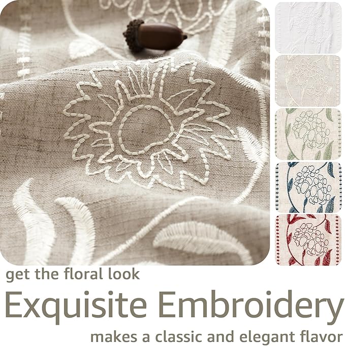 jinchan Winslow Linen Curtains for Bedroom 96 Inches Length Embroidered - Image 4