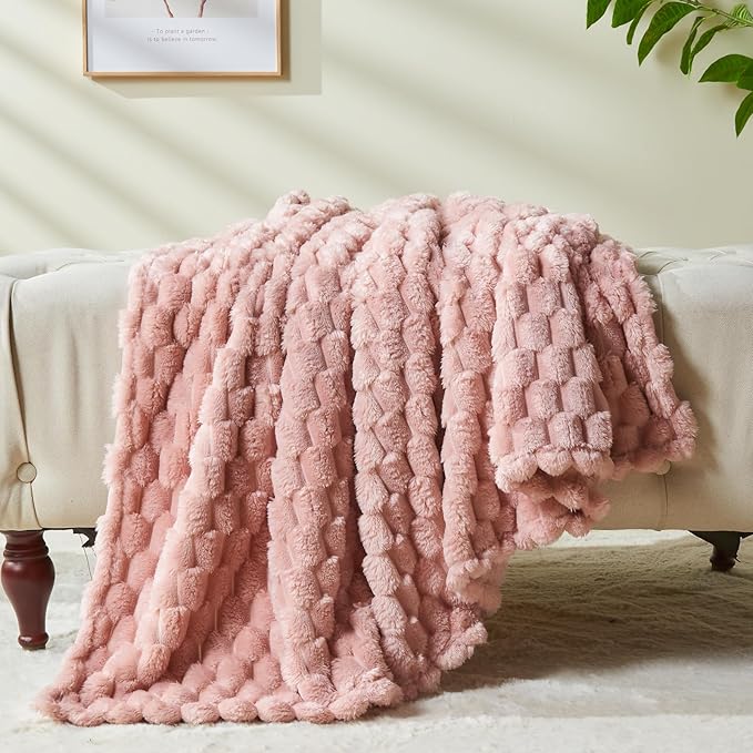 NEWCOSPLAY Super Soft Throw Blanket Pink Premium Silky Flannel Fleece 3D Clouds - Image 6