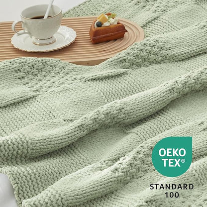 Amélie Home Checkered Chenille Knit Throw Blanket - Image 9