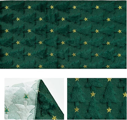 Artoid Mode Christmas Trees Stars Green Soft Plush Faux Fur Jacquard Christmas - Image 6