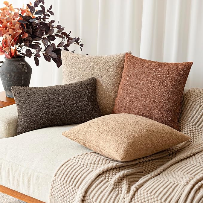Foindtower Set of 2, Decorative Textured Boucle Throw Pillow Covers Accent - Image 7