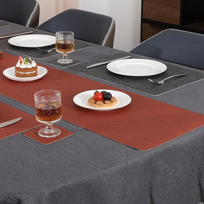 Table Runners 94 Inches Long, Dual-Sided Faux Leather Farmhouse Table Runner - Image 9