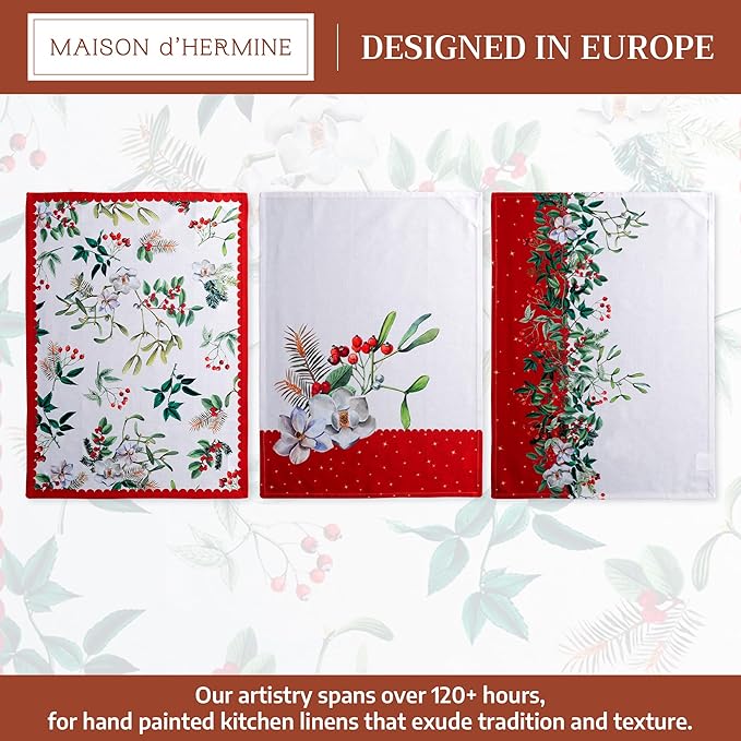 Maison d' Hermine Kitchen Towels Set of 3 100% Cotton 20" x 27.5" Reusable - Image 2