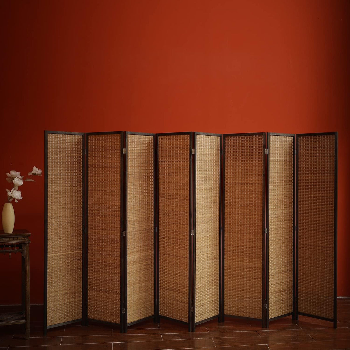 furnnylane 8 panel bamboo room divider - natural, main product view