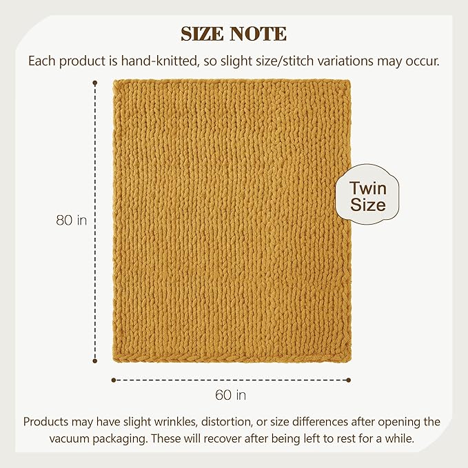 Carriediosa Chunky Knit Throw Blanket 60" X 80" Twin, 100% Hand Made Large - Image 3