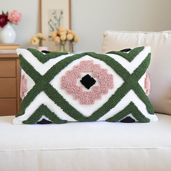 Boho Accent Lumbar Pillow Covers 12x20 by QoBeximPillowCover