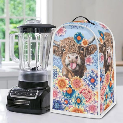 Talayituse Boho Mandala Highland Cattle Print Blender Dust Cover - Image 5