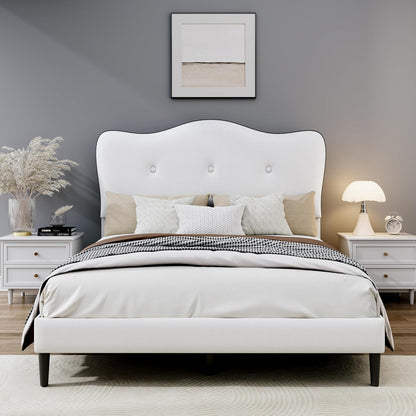 cypbed twin bed frames and adjustable height headboard,white, main product view