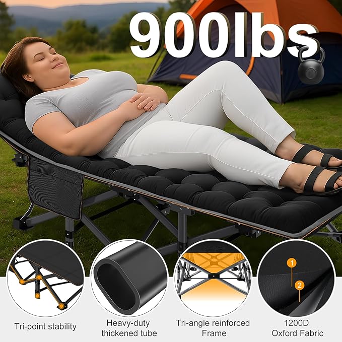ABORON Camping Cot for Adult 28" Extra Wide, Heavy-Duty 1200D Oxford Cot for - Image 4