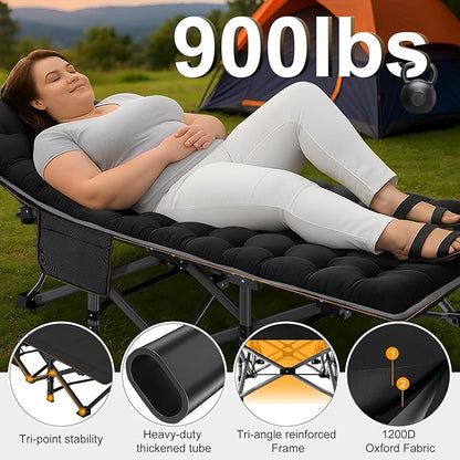 ABORON Camping Cot for Adult 28" Extra Wide, Heavy-Duty 1200D Oxford Cot for - Image 4