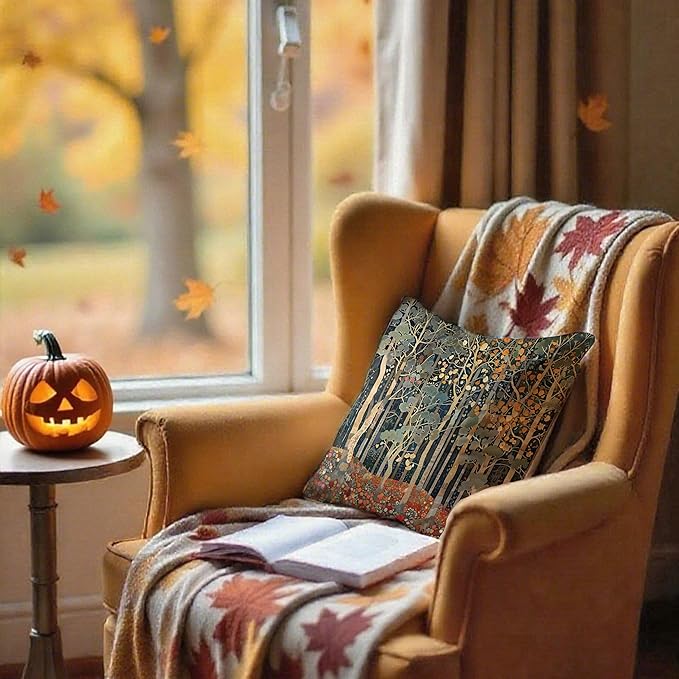 Rustic Autumn Forest Pillow Covers 18x18 Double-Sided, Fall Home Room Decor - Image 3