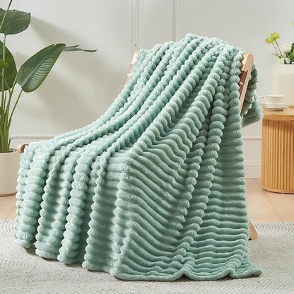 NEWCOSPLAY Super Soft Queen Blanket New Sage Green Premium Silky Flannel Fleece - Image 7
