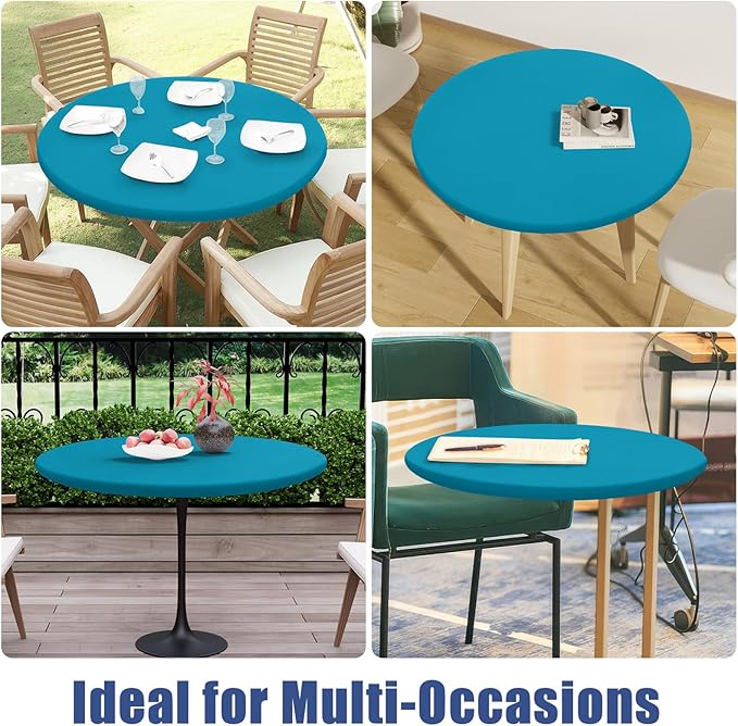 Round Spandex Tablecloth, Elastic Fitted Waterproof Tablecloths - Image 9