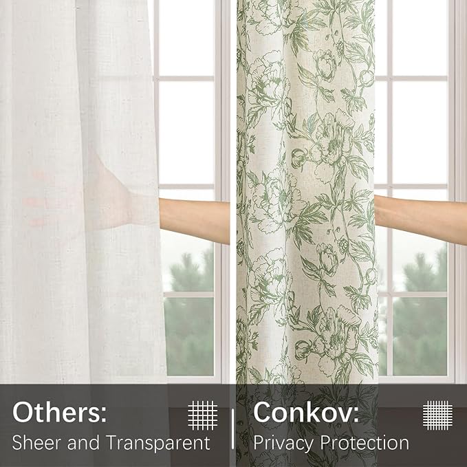 Floral Linen Curtains 100 Inch Extra Wide - Image 4