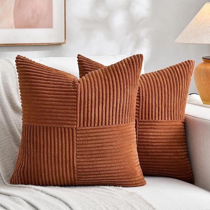 Fancy Homi 2 Packs Rust Decorative Throw Pillow Covers 20x20 Inch by Fancy+Homi