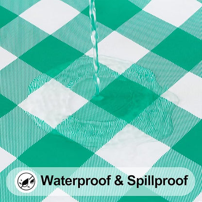 Smiry Rectangle Picnic Table Cloth, Elastic Waterproof Fitted Vinyl Tablecloths - Image 3