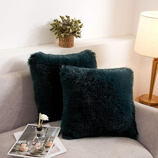 XeGe Faux Fur Throw Pillow Covers, Shaggy Fluffy Cushion Covers, Plush Furry by XeGe