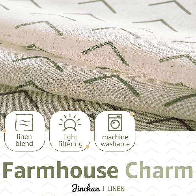 jinchan Arrow Boho Linen Blend Kitchen Curtains 36 Inch Length Christmas - Image 7