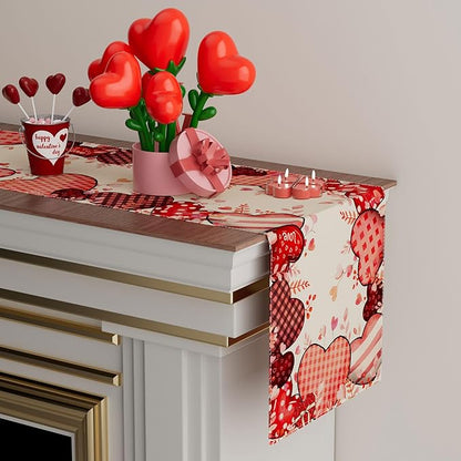 XCHI Love Hearts Valentine's Day Table Runner Table Decoration - Image 3
