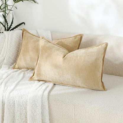 Stellhome Lumbar Chenille Throw Pillow Covers Set of 2 Super Soft Textured - Image 7