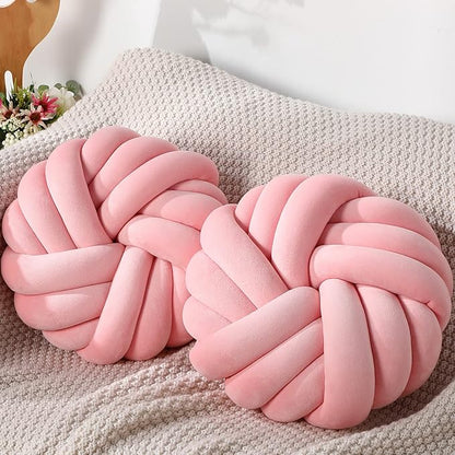 Fumete 2 Pcs 14 Inches Knot Pillow Round Throw Soft Plush Knot Ball Pillow by Fumete