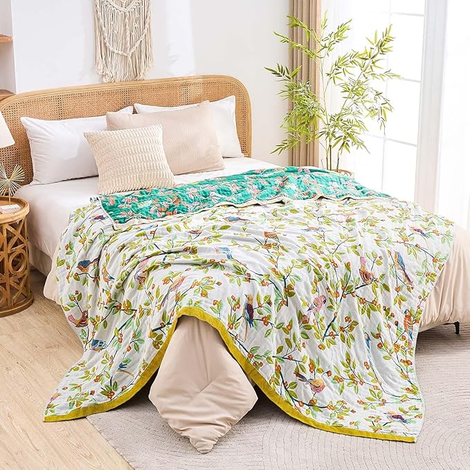 Boho Throw Blanket for Bed, 100% Cotton Soft Rustic Quilt Fall Blanket - Image 6