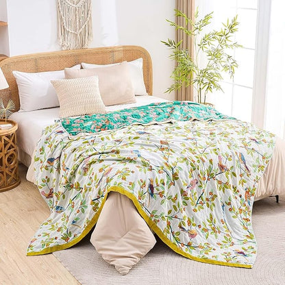 Boho Throw Blanket for Bed, 100% Cotton Soft Rustic Quilt Fall Blanket - Image 6