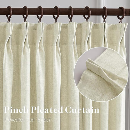 HUTO Pinch Pleated Sheer Curtain Panels 84 Inches Long Linen Texture Light - Image 3